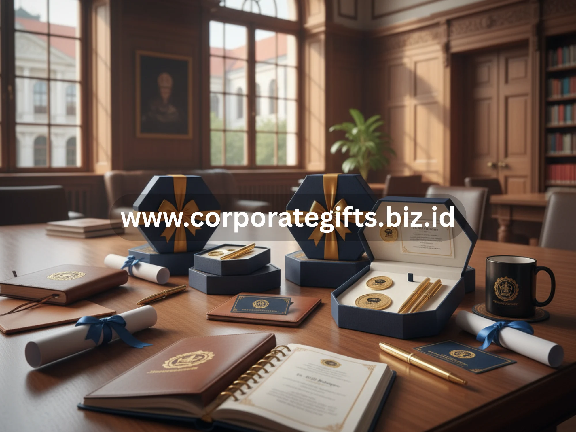 Desain elegan souvenir kustom untuk perayaan kelulusan doktor